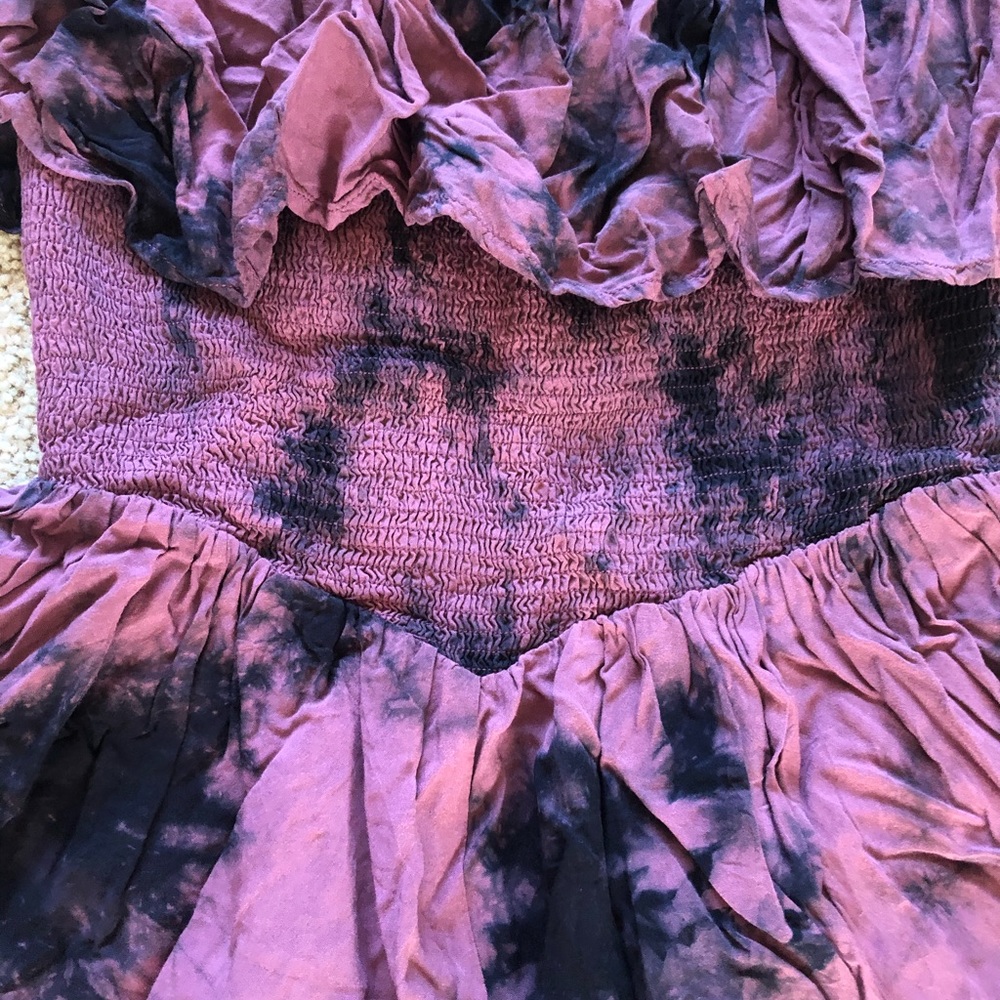 Forever 21 Pink Black Tie Dye Smocked Romper S Boho - Picture 3 of 5
